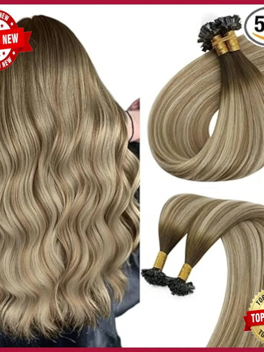 18 Inch Human Hair Extensions Keratin K-Tip Bonds 50g Easy Install